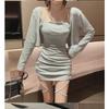 Traje de dos piezas falda corta otoño e invierno nuevo chaqueta de manga larga tirantes cadera ceñida vestido sexy falda de mujer