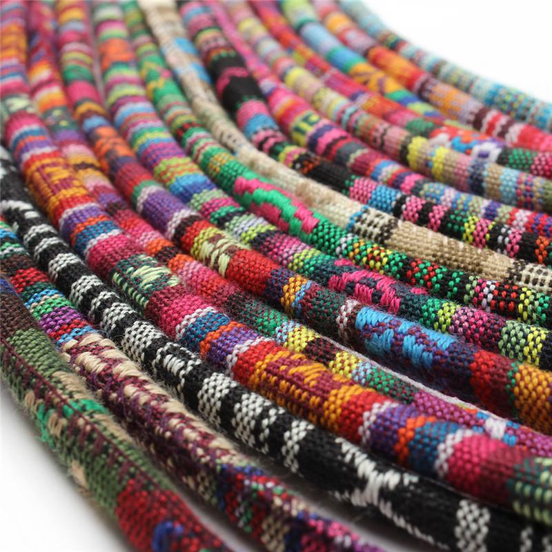 5m 1m Multi Color Cotton Cord Handmade 6mm Diameter Round Fabric Ethnic Rope Textile Wrap Embroider For DIY Bracelets Making