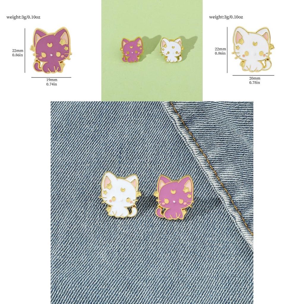 Cartoon Adorable Moon Kitty Pin Cute Alloy Brooch For Bags And Accessories