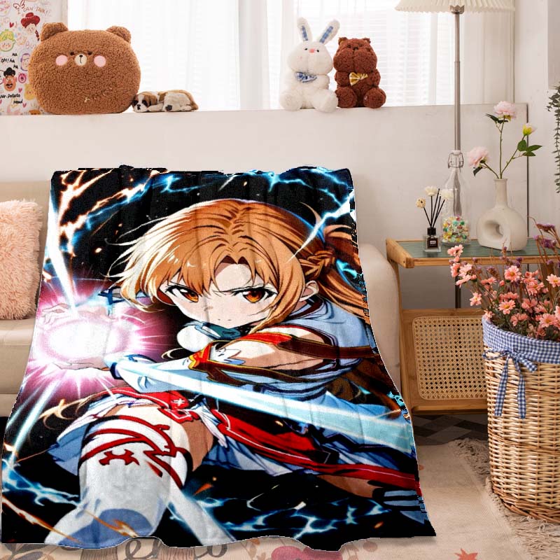 

Новое фланелевое одеяло Sword Art Online 2026 года теплое, удобное и мягкое, подходит для использования в спальнях, кроватях, на диванах и 75x90cm
