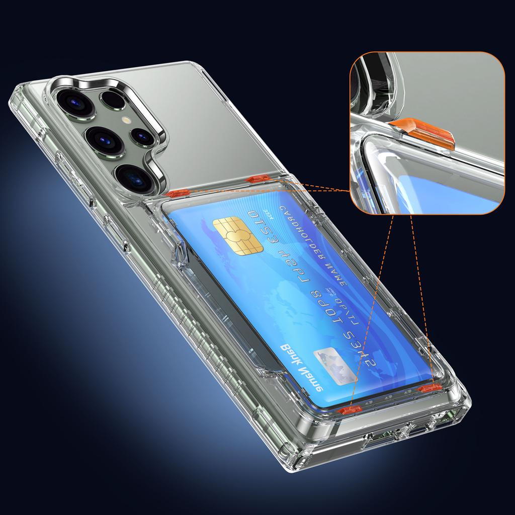 For Samsung Galaxy S23 Ultra Cell Phone Case Clear PC+TPU Flip Card Slot Cover