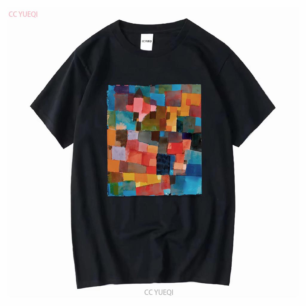 Paul Klee Raumarchitecturen Auf Kalt Warm Artwork T Shirt long or short sleeves vintage Washed Stylish graphic homme Unisex