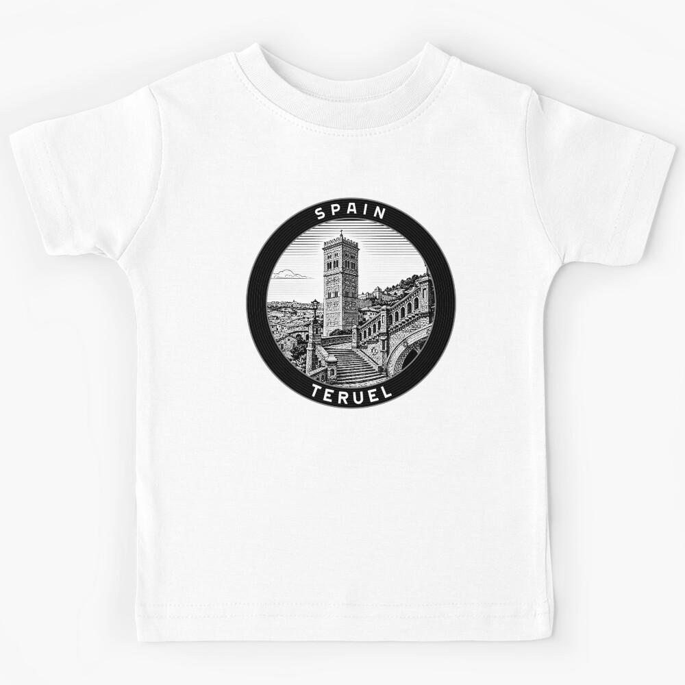 Teruel Spain Linocut Style Kids T-Shirt 100
