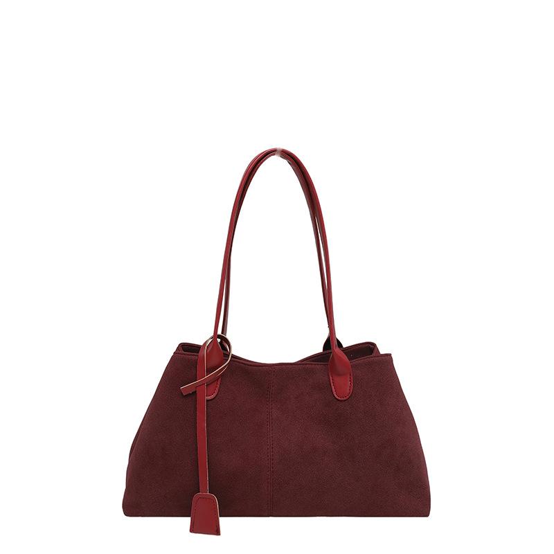 Women's Retro Suede Tote Bag - Large Capacity Frosted Shoulder Bag for Autumn 2025