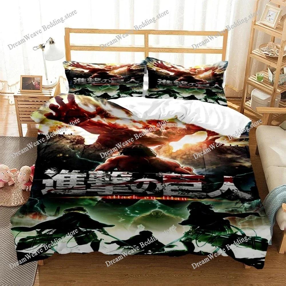 Attack On Titan Luxury Bedding Set Japan Anime Cartoon Duvet Cover Set Comforter Bedspread Twin Single Size Printed Home Textile