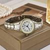 Ladies Quartz Watch Round Band Wristwatch Strap Analog Watch Contrasting Color Dial Slim Women Bracelet Gift