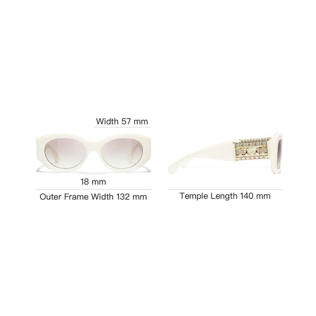 Chanel Solid Color Design Irregular Shape Sunglasses Women Sunglasses White CH5536Q