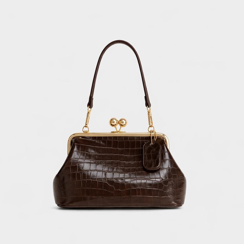 Borsa a Clip Moda Retro Lusso Leggero Grande Capacità Telaio Metallico Borsa a Spalla Borsa da Donna Borsa da Donna