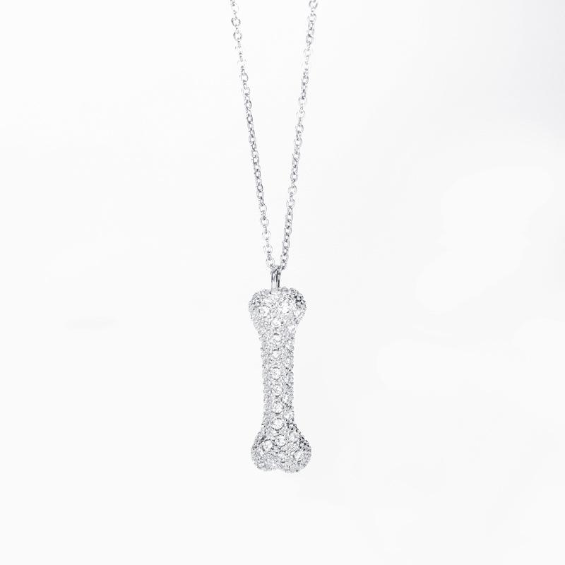 

Ожерелье с подвеской унисекс из циркона, вдохновленное Ван Ибо - стильный дизайн в стиле хип-хоп Women s Bone Necklace 45cm (Model xl078)