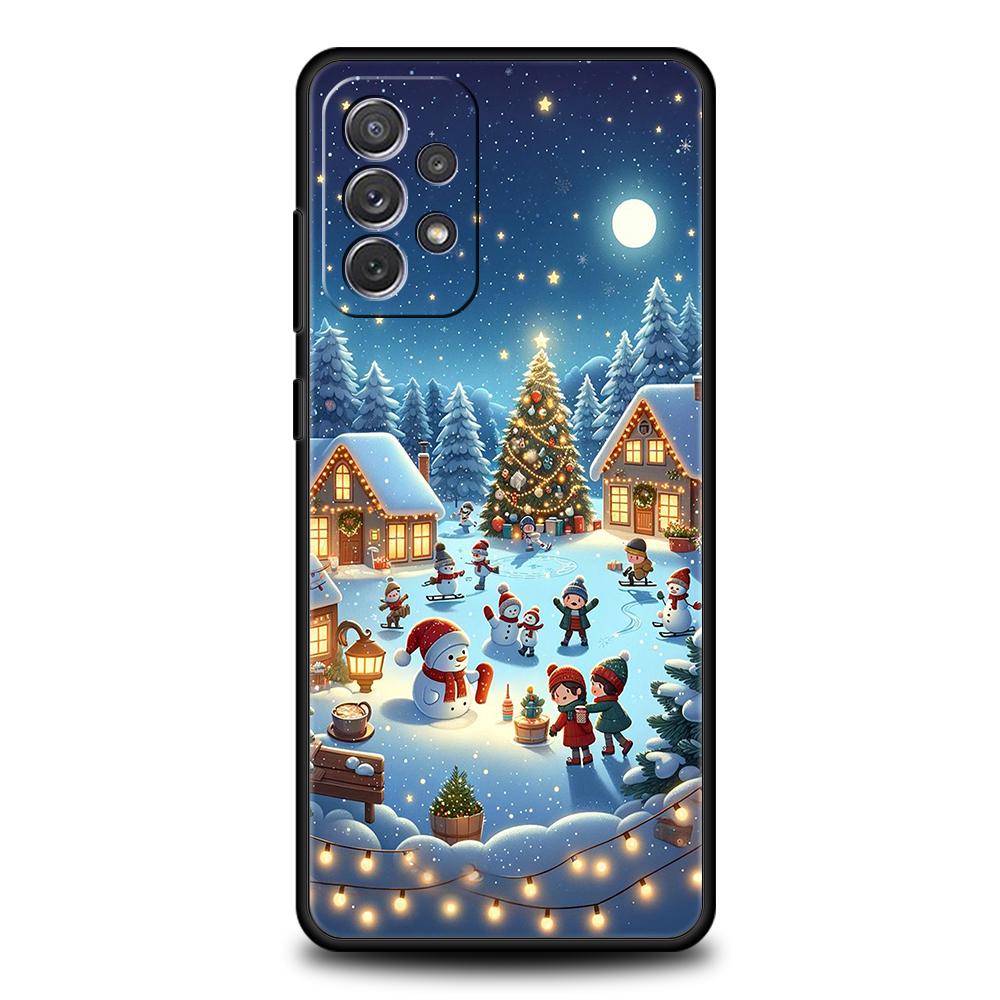 New Year Christmas Phone Case for Samsung Galaxy A55 A35 A15 A14 A25 A54 A51 A71 A72 A73 A32 A52 A52S A41 5G Silicone Shell Bags