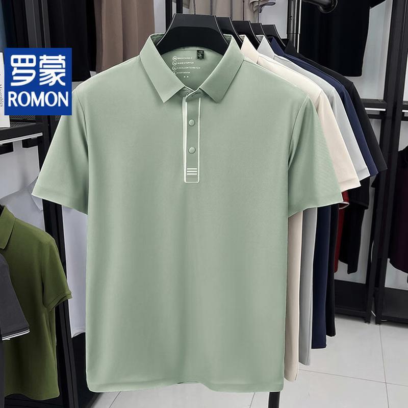 

Romon Men s Summer Business Casual Polo Shirt M