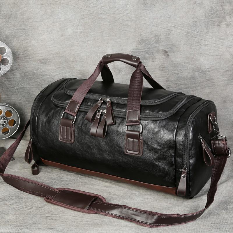 PU Leather Large Capacity Travel Bag Men s Business Travel Luggage Bag Travel Backpack Korean Version Hand-held Shoulder Luggage Bag чёрный