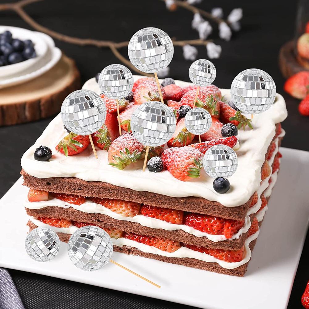 Cake Decoration Ball  Cupcake Toppers Cake Decoration Mini Mirror Disco Ball Light Reflective Glass Ball Wedding Birthday Party