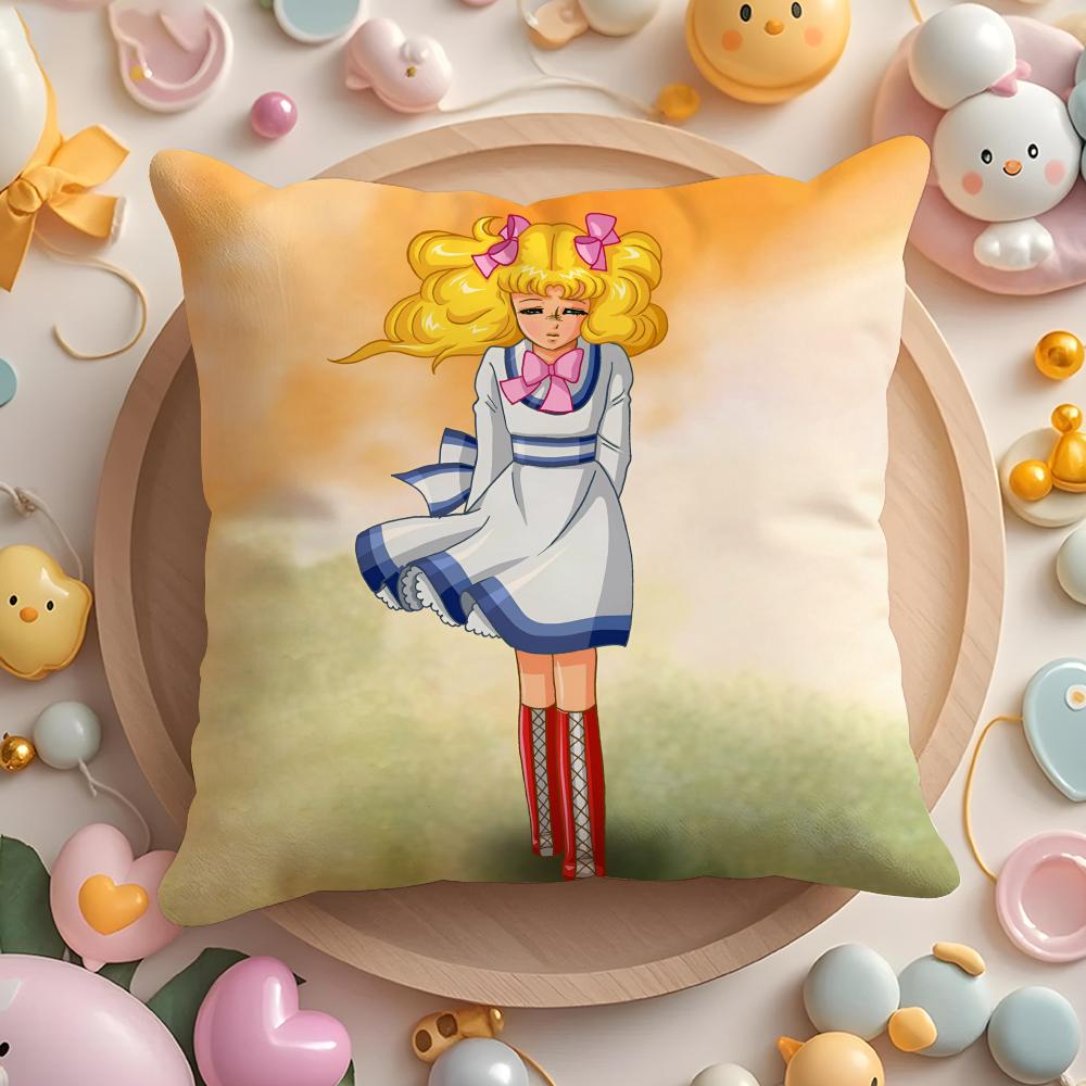 C-Candy Candy Anime Cushion Cover Plush Fabric Soft Double-Sided Printed Sofa Warm Winter Home Gift Pillow Cover