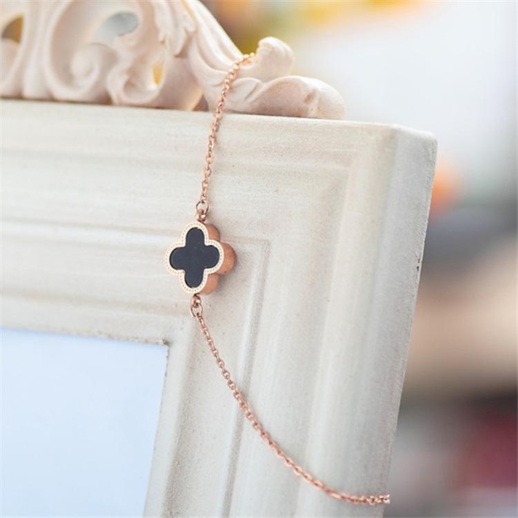 Fashionable Rose Gold Korean-Style Flower Titanium Steel Bracelet for Women Rose Gold Ankle Bracelet