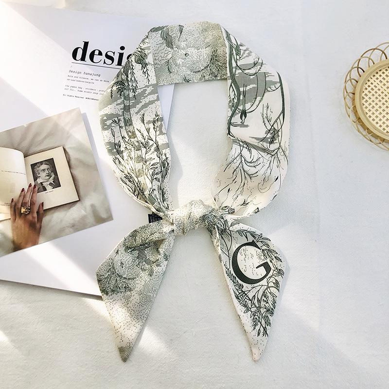 Fashion Long Neck Scarves Woman 26 Letters Printed Temperament Small Scarf Double-Sided Streamer Handbag Handles Neckerchief Hot