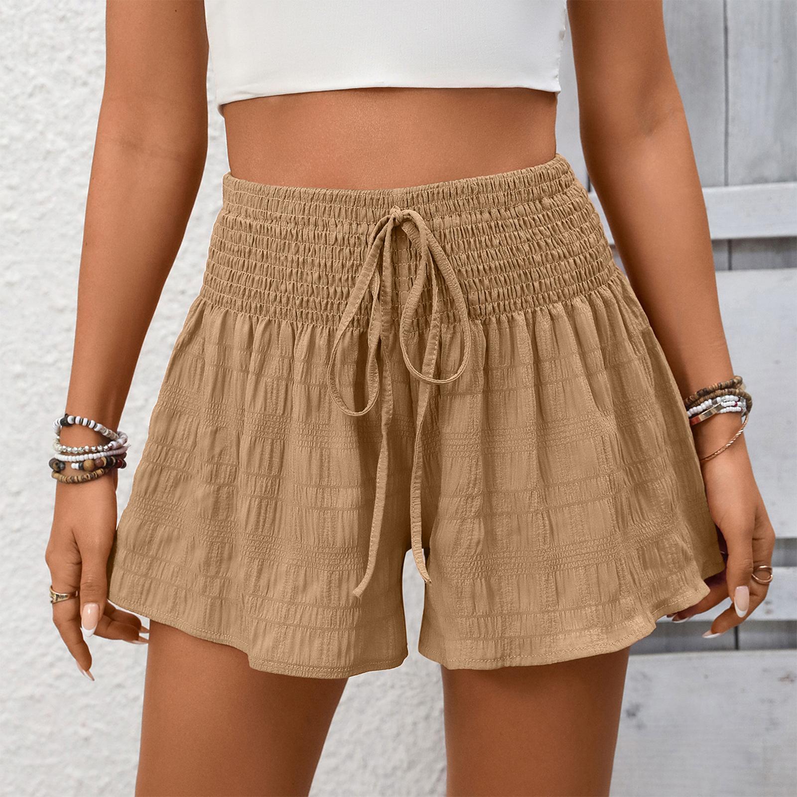 

Women s Fashionable Color High Waisted Lace Loose Casual Shorts S