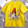 2026 Hot Sale Funny Octopus Wearing Beanie Retro T-Shirt Unisex Funny T Shirt 90s Graphic Tee Cotton Short Sleeve Male Tees Y2k Clothing Top