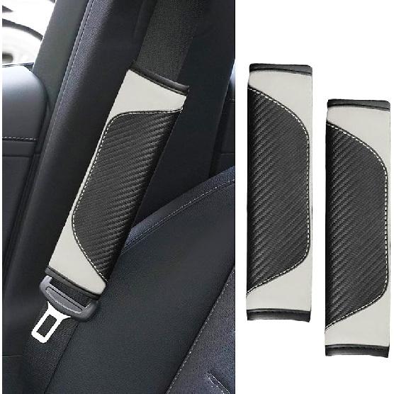 2PCS Car Seat Belt Cover Pad, Soft Carbon Fiber Leather Seatbelt Shoulder Protector For A More Comfortable Driving, Universal Safety Belt Strap Cover
