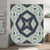 Handmade Shower Curtain Blue Floral Pattern For Bathroom Decoration Water Repellent Fabric Easy Installation Home Decor Accessor