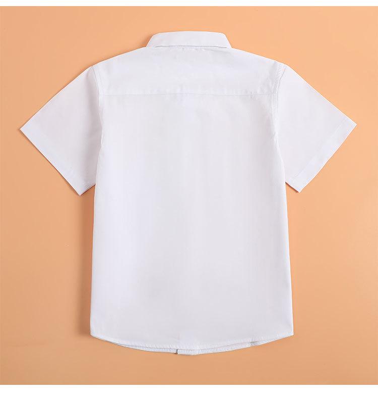 Boys' Blue Short-Sleeve School Uniform Shirt - Thin, Pure Cotton Summer Formal Wear for Middle & Big Kids