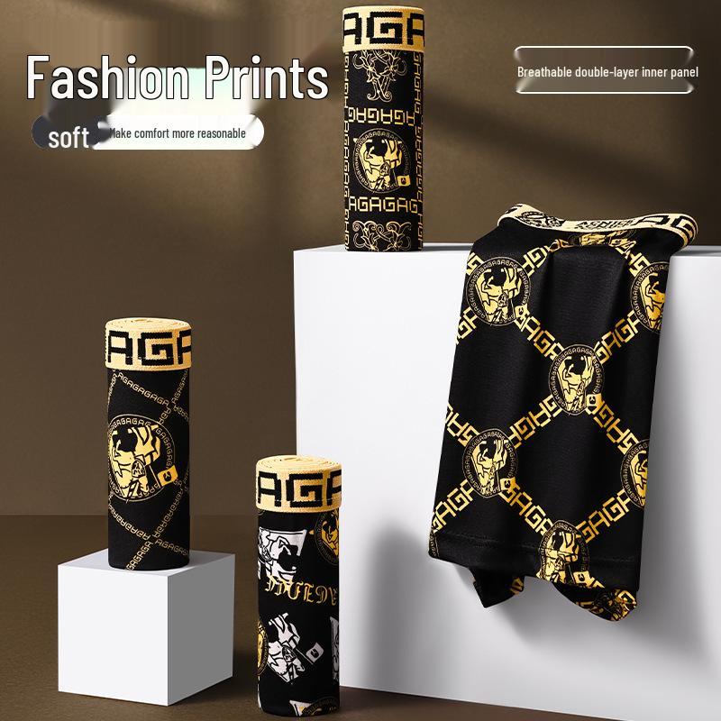 Men's Luxury Black & Gold Boxer Shorts - Loose Fit, Plus Size, Trendy for Teens & Adults