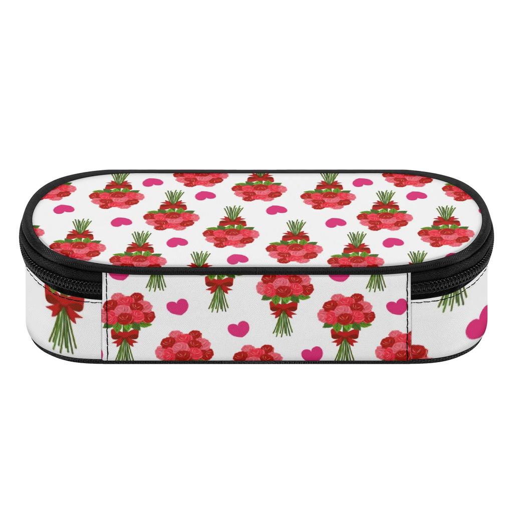 Pen Case Printed Strong Polyester Fabric Zip Around Closure with Mesh Pocket Removable Divider and Pen Slots for School and Study