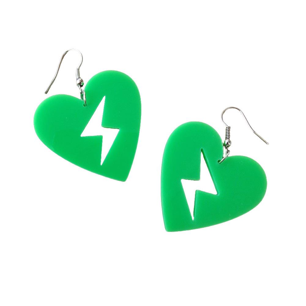 Chic Acrylic Geometric Lightning Heart Earrings - Hip Hop Trendy Women's Nightclub Accessories