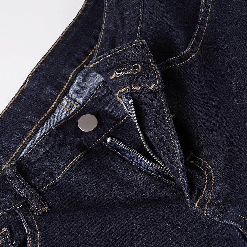 Deep Blue Low-Rise Flared Jeans - Street Style Slim Fit
