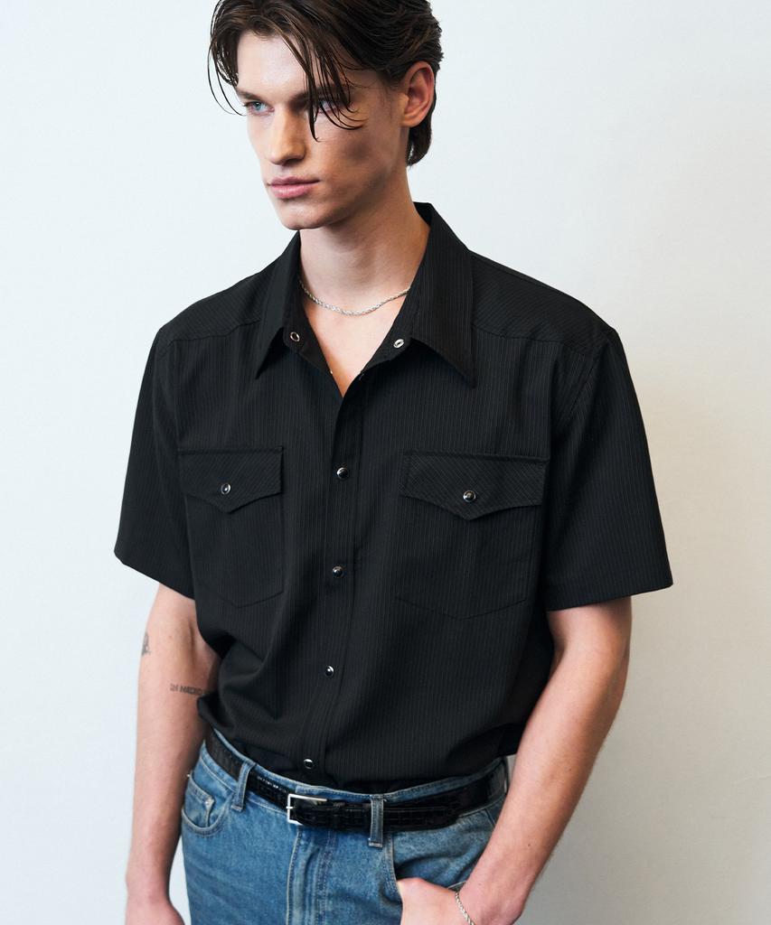 Beulleieo Verona Western Stripe Half Shirt [Black]