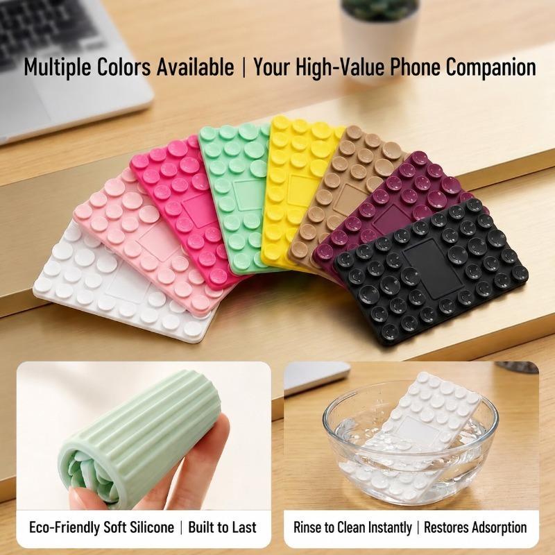 Flexible Silicone Integrated Phone Stand Rollable Foldable Universal Suction Cup Support Holder Multi-angle Adjustable Desktop