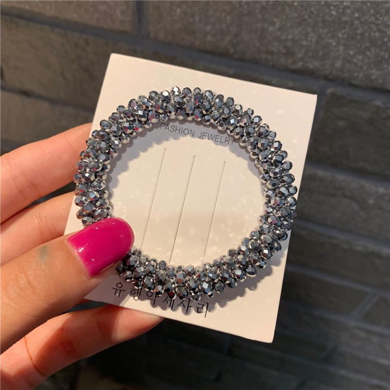 Korean Dongdaemun Crystal Beaded Hair Tie & Bracelet Duo