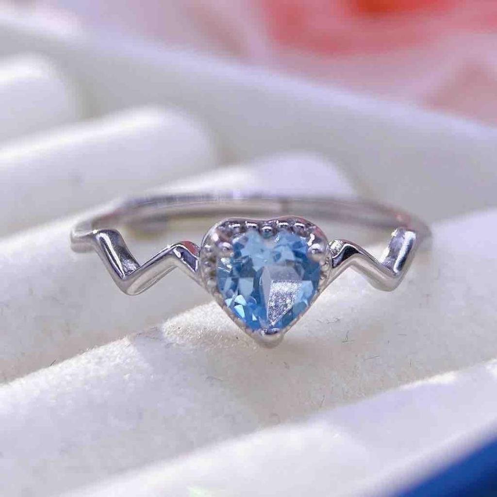 Natural Blue Topaz S925 Silver Ring - Simple Design Jewelry
