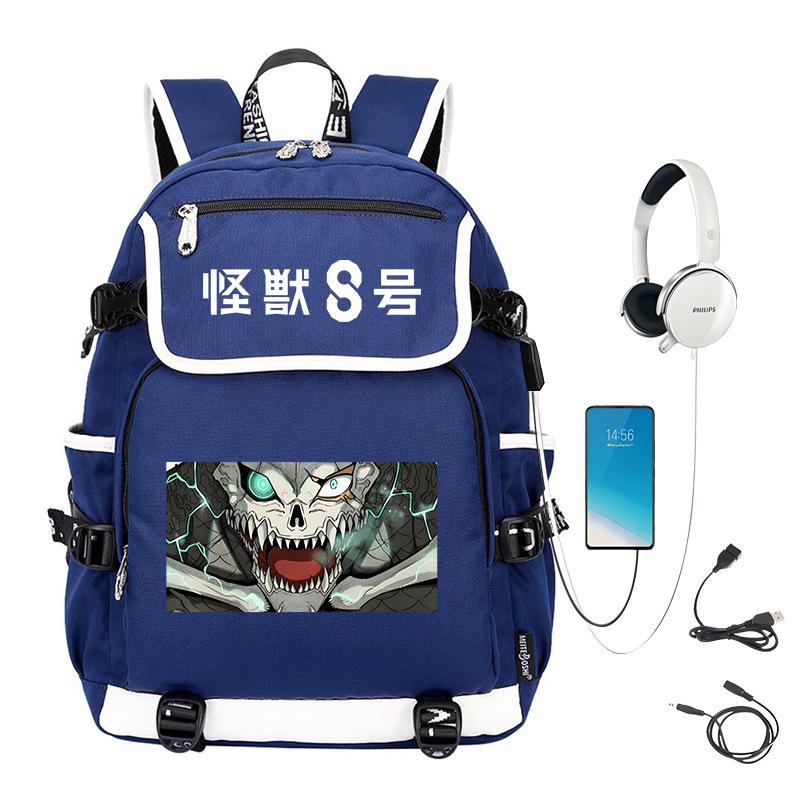 Monster No. 8 Peripheral Personalized Printed Backpack with USB Interface Cross-border Korean Edition Student Leisure School Bag