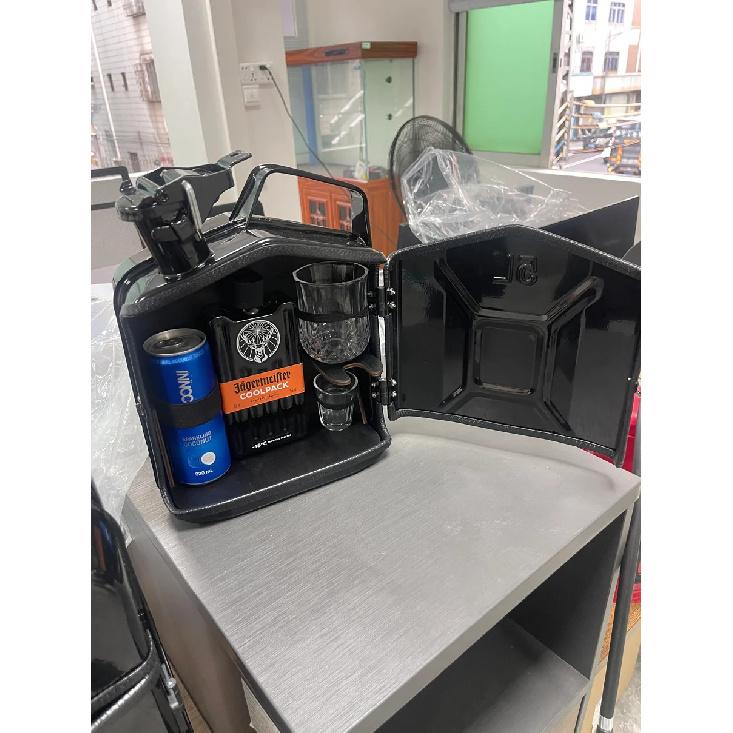 Mini Bar with Wooden Rack for Home Canister Bar Father's Day Gift Custom 20L Black Matte Fuel Metal Jerry Can
