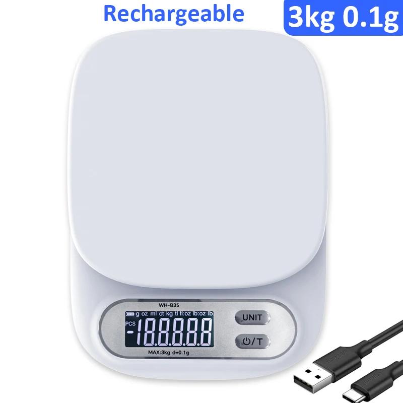 Digital Kitchen Scale 7kg/1g 3kg/0.1g Electronic Scales with LCD Battery/Rechargeable Food Scale Balance Weighing Baking Tools