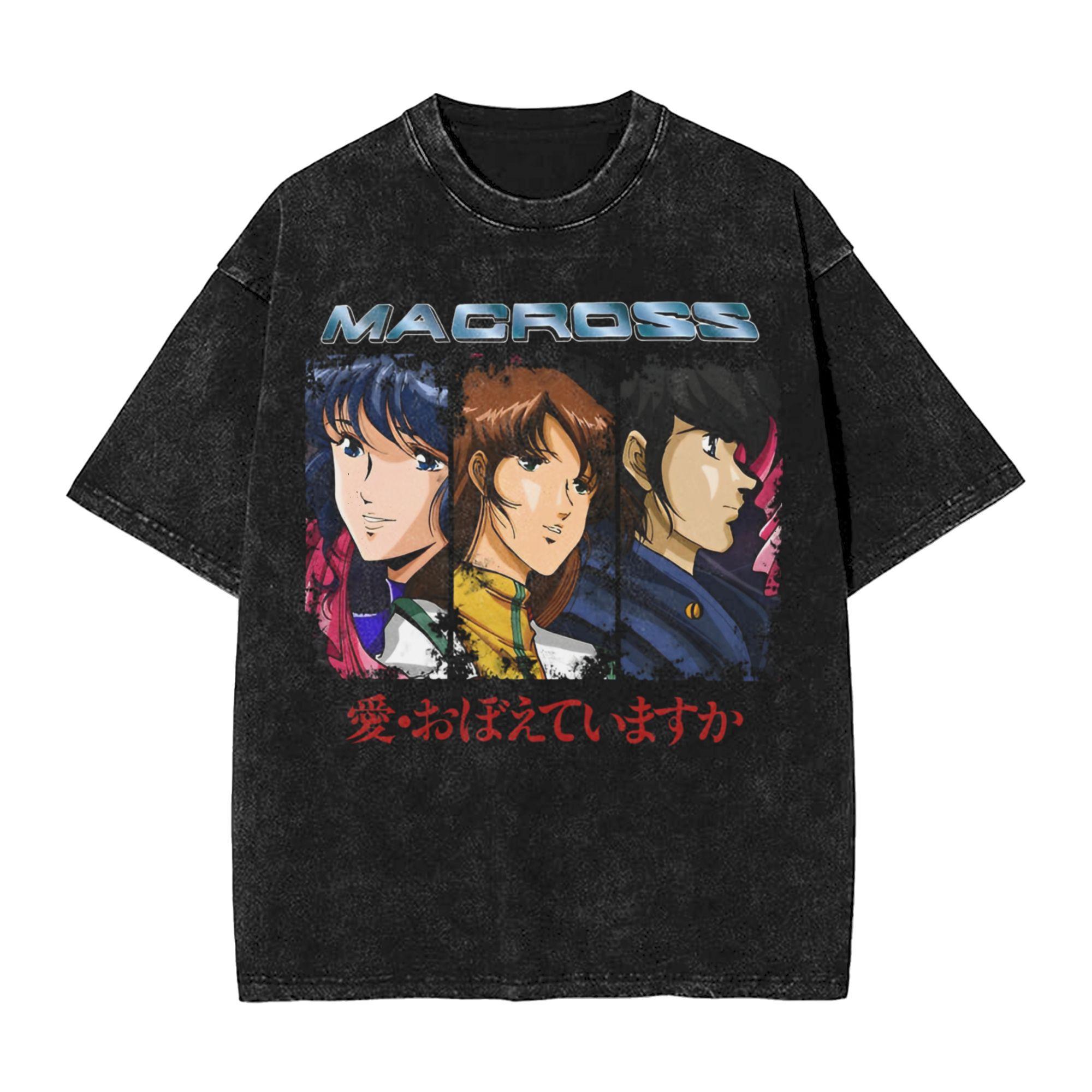 

DYRL th anniversary Macross T Shirt Hip Hop Washed Harajuku TShirts Vintage for Unisex Women Tops Streetwear Printed Tee Shirt S