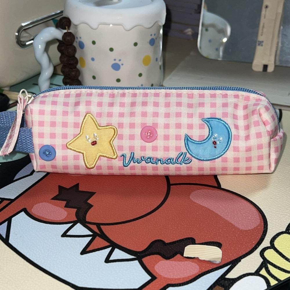 

Handheld Pencil Case Canvas Stationery Organizer Portable Stationery Bag Gift розовый