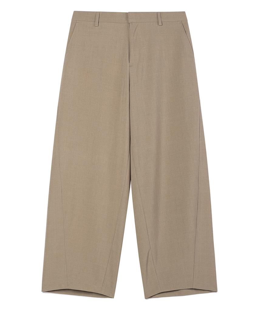 PRAIRIE Loose Fit Curved Wide Slacks (Beige)
