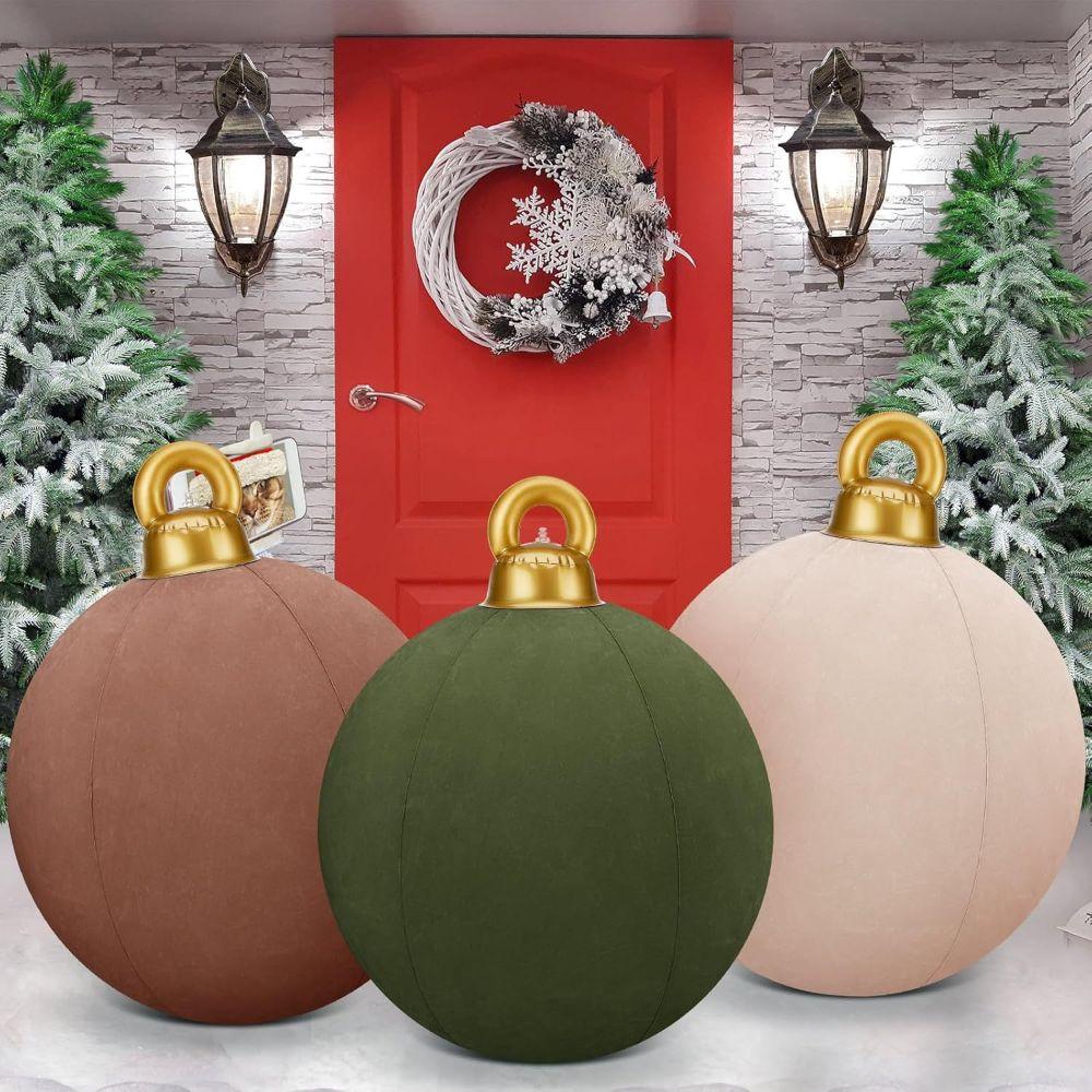 Fabric Covered Flocked Fabric Baubles Inflatable Christmas Decoration Ball Christmas Themed Party