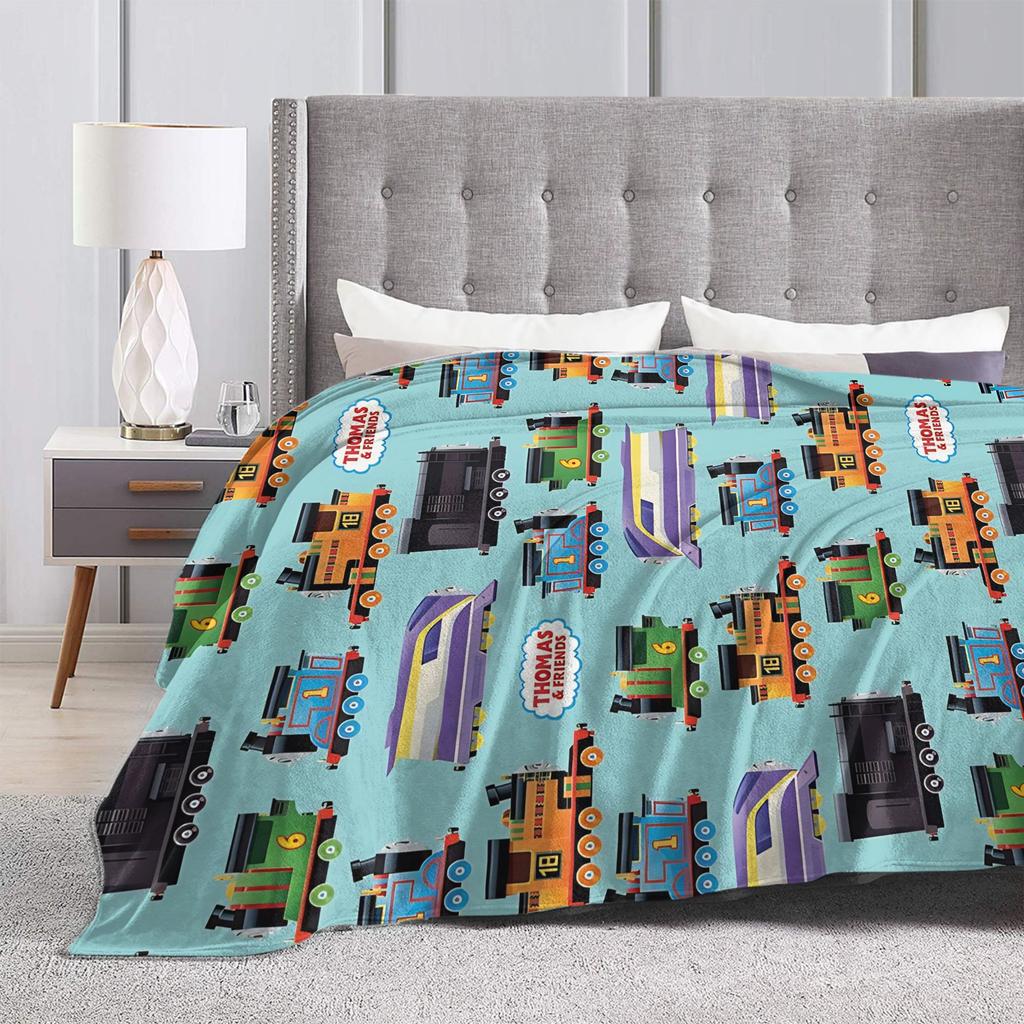 T-Thomas The Train Friends   Blankets  Camping Flannel Throw Blanket For Couch Chair Super Warm Custom Quality Bedspread Gift