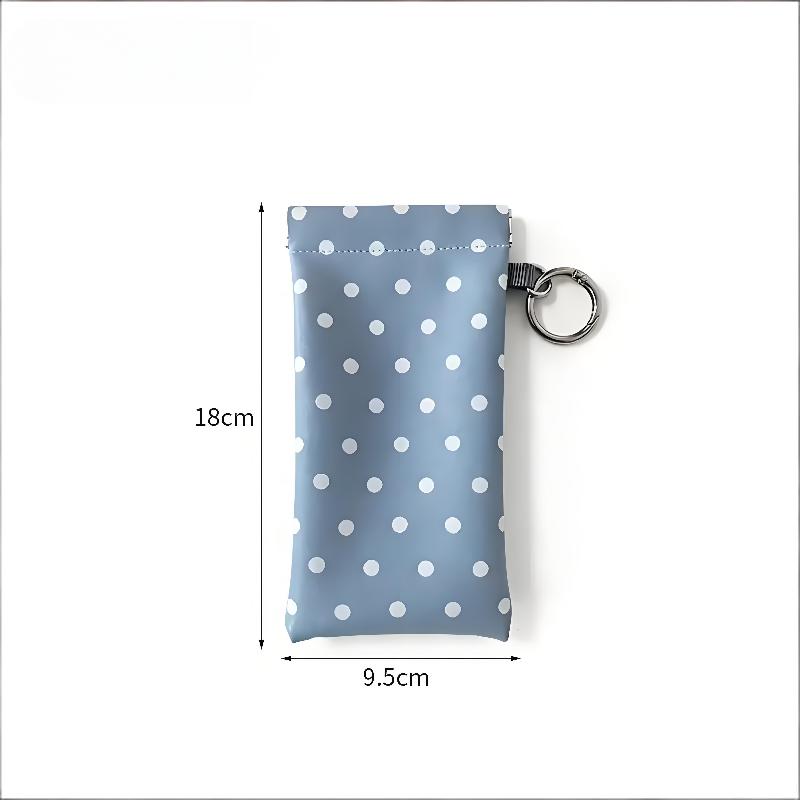 1Pc Polka Dot Eyeglass Pouch With Keychain Portable Scratch-Resistant Soft Glasses Case Storage Bag For Women Daily Use Travel