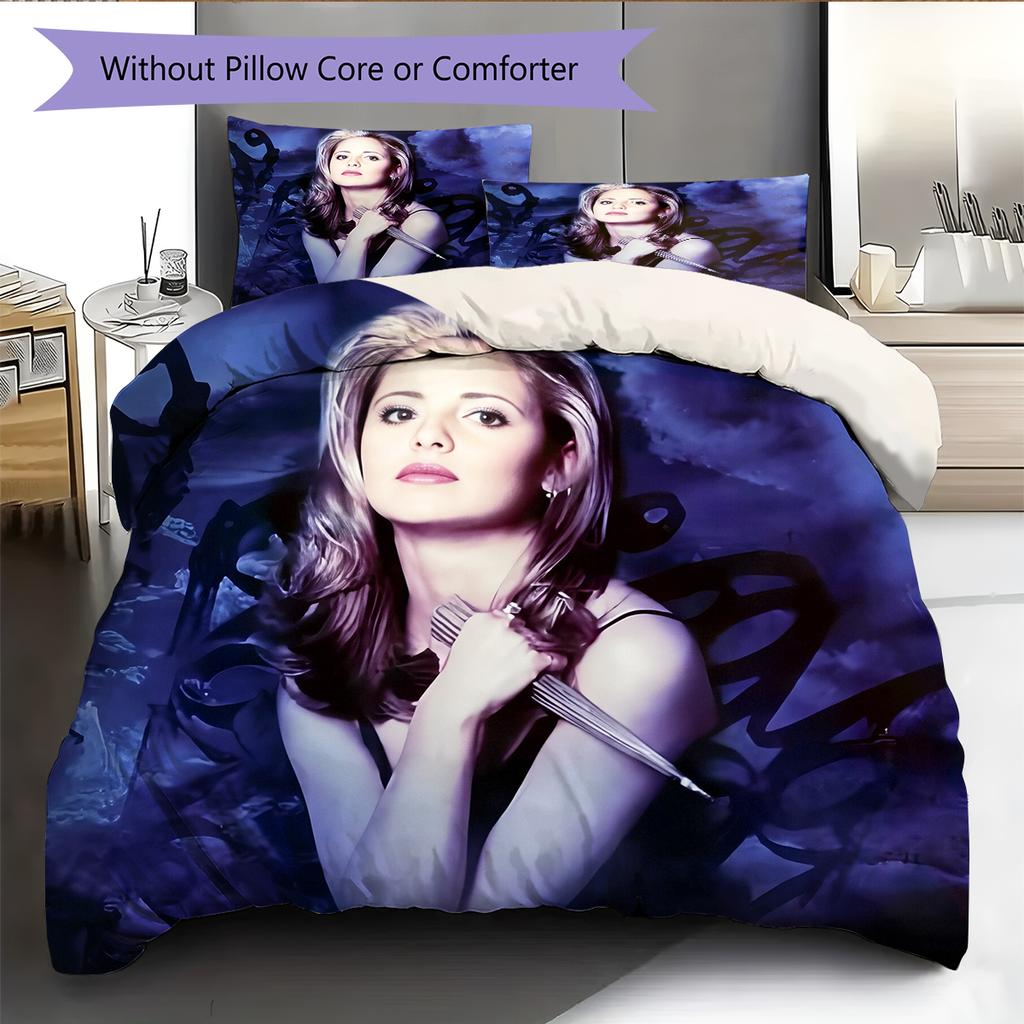 Buffy the Vampire Slayer Pattern Bedding Home Decoration Birthday Gift (1 * duvet cover + 2 * pillowcase, without core)