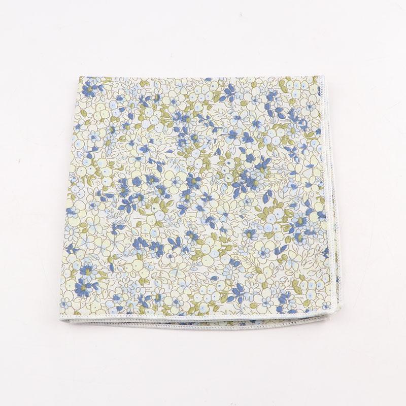 25cm Vintage Floral Cartoon Printed Handkerchief Cotton Women Men Wedding Suits Pocket Square Adult Gift Accessory High Quality