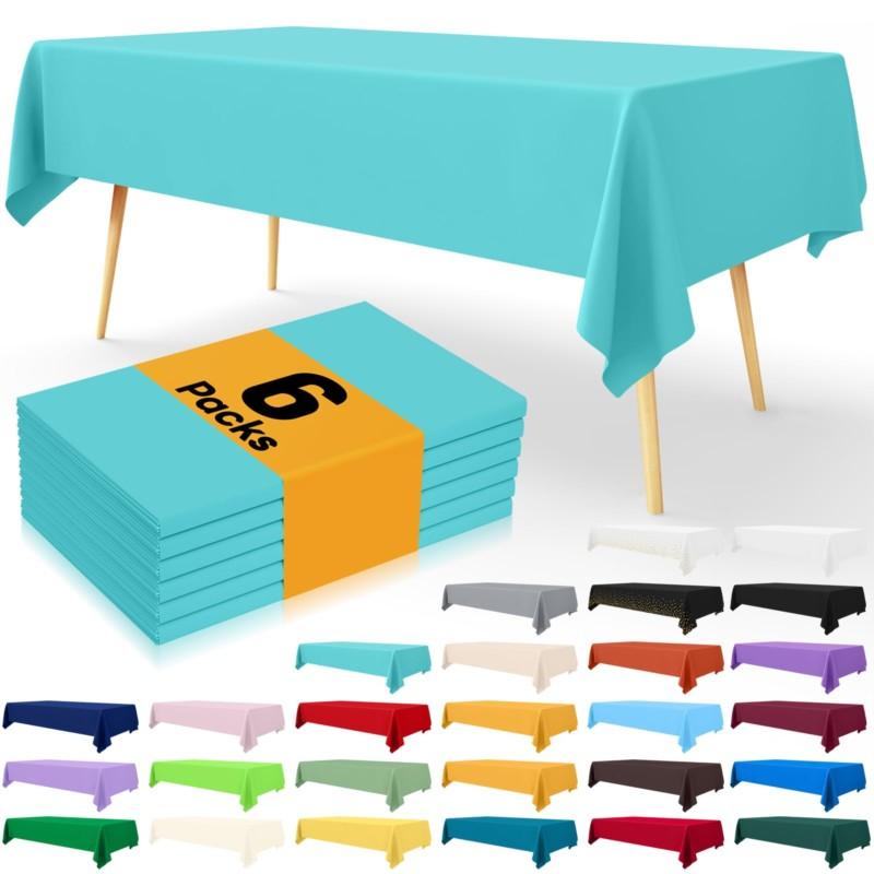 Homaxy Versatile Disposable Table Cloth  Plastic Waterproof Tablecloth Decorative Rectangle Table Covers of Party Camping Picnic