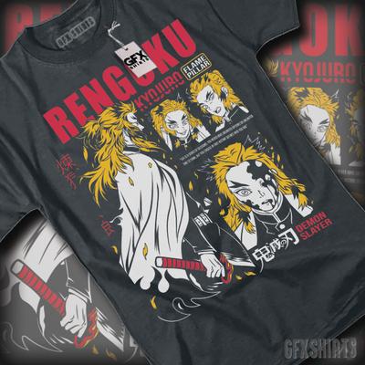 T-shirt Demon Slayer Kyojuro Rengoku Anime Manga Kimetsu No Yaiba Cosplay
