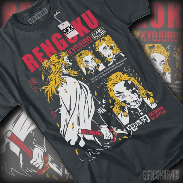 

Истребитель демонов Кёджуро Ренгоку Футболка Аниме Манга Kimetsu No Yaiba Косплей Футболка S