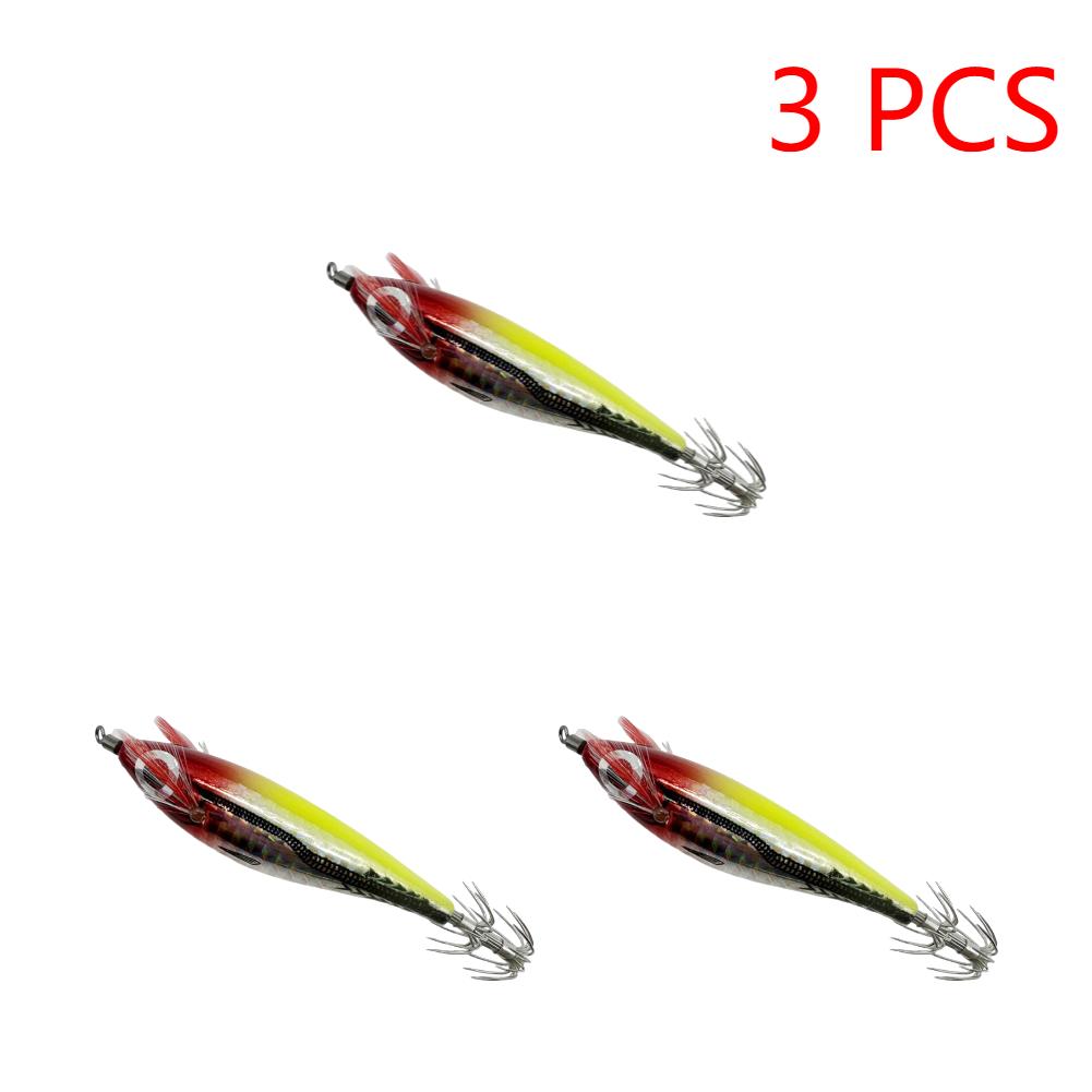 1-3Pcs Luminous Artificial Squid Hook Horizontal Bionic Shrimp Baits Wood Shrimp Cuttlefish Hard Bait for Cuttlefish Sea Fishing