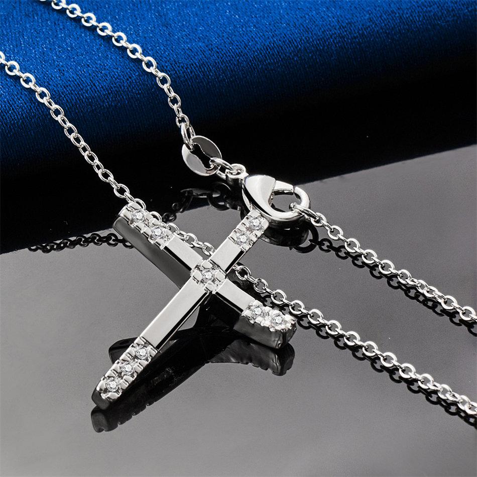 925 sterling silver 16-30 inch exquisite cross pendant necklace, women's fashion jewelry gift, wedding accessories