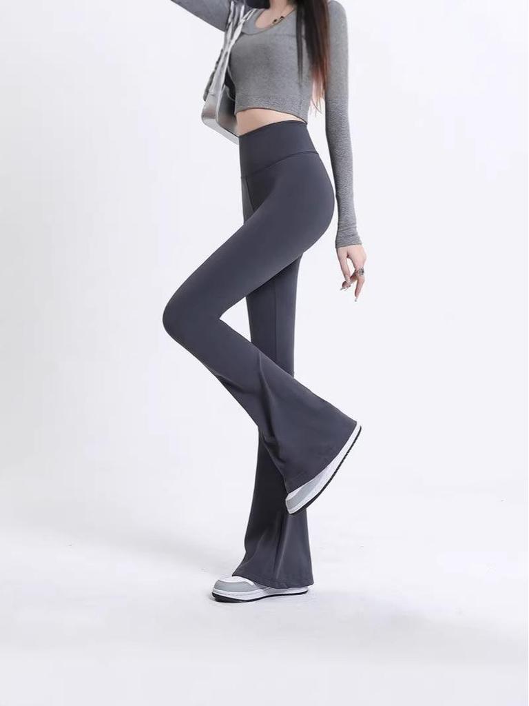 Calças de Yoga Elásticas Flare Emagrecedoras de Cintura Alta para Mulheres - Roupa Casual Primavera/Verão